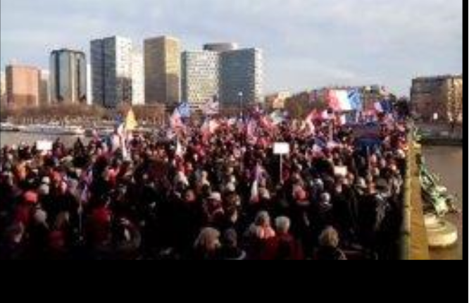 Paris, France, contre la loi de la santé, plus tôt dans la journée, une marche des partis patriotiques.